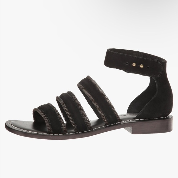 BERNARDO Theo Black Suede and Leather  Strappy Flat Sandal 7 - Picture 3 of 14